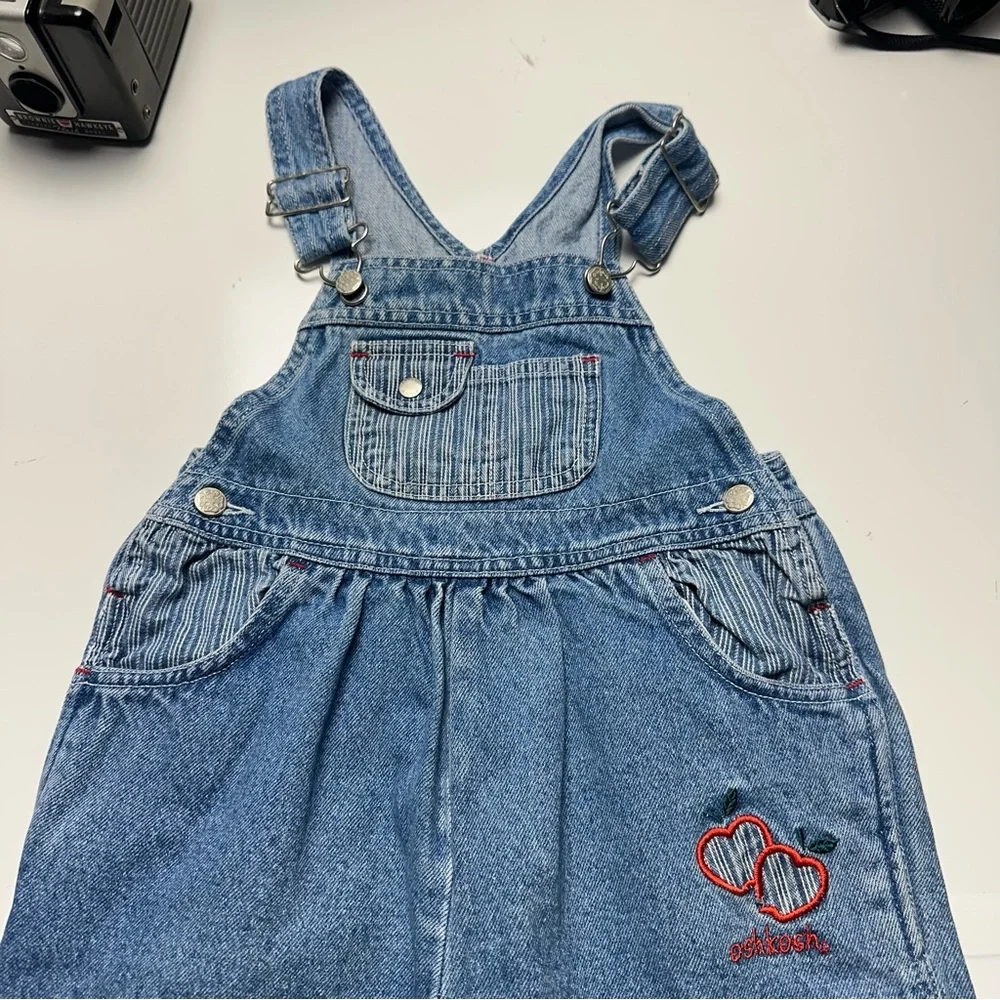 Vintage OshKosh Overalls | 90s Heart Patch Denim Relaxed · 3T